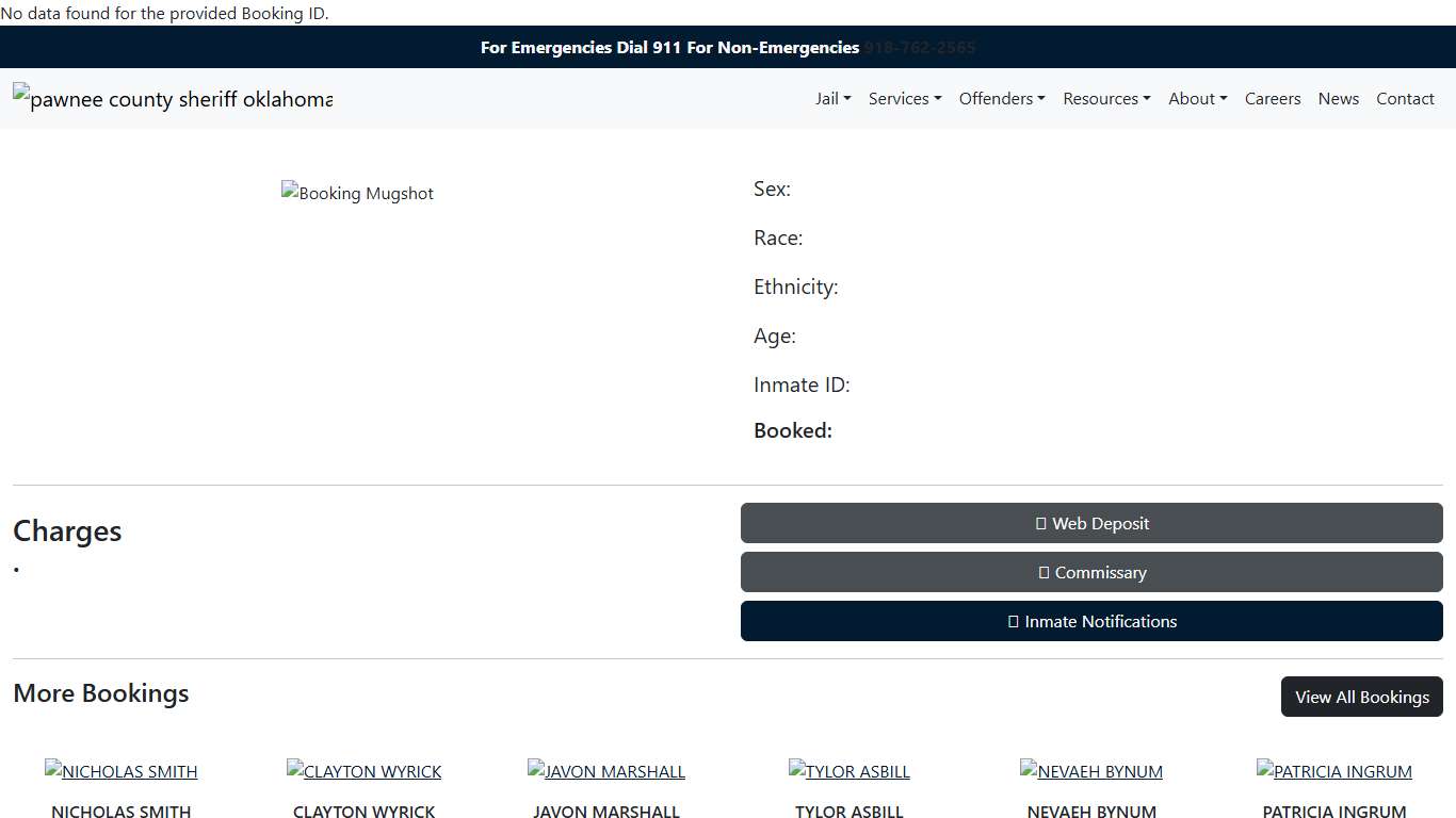 <br /> <b>Warning</b>: Undefined variable $FName in <b>/home/pawneecountysher/public_html/inmate.php</b> on line <b>21</b><br /> <br /> <b>Deprecated</b>: htmlspecialchars(): Passing null to parameter #1 ($string) of type string is deprecated in <b>/home/pawneecountysher/public_html/inmate.php</b> on line <b>21</b><br /> <br /> <b>Warning</b>: Undefined variable $LName in <b>/home/pawneecountysher/public_html/inmate.php</b> on line <b>21</b><br /> <br /> <b>Deprecated</b>: htmlspecialchars(): Pa