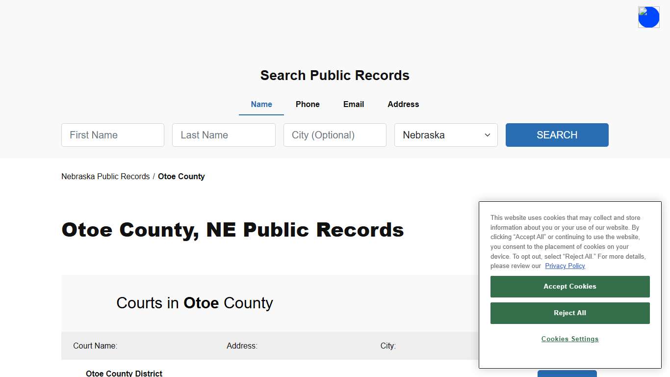 Otoe County, NE Public Court, Arrest and Inmate Records - ThePublicIndex
